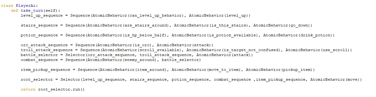 Behavior tree code