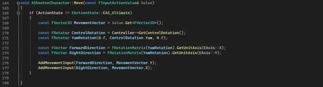 Movement input handling code