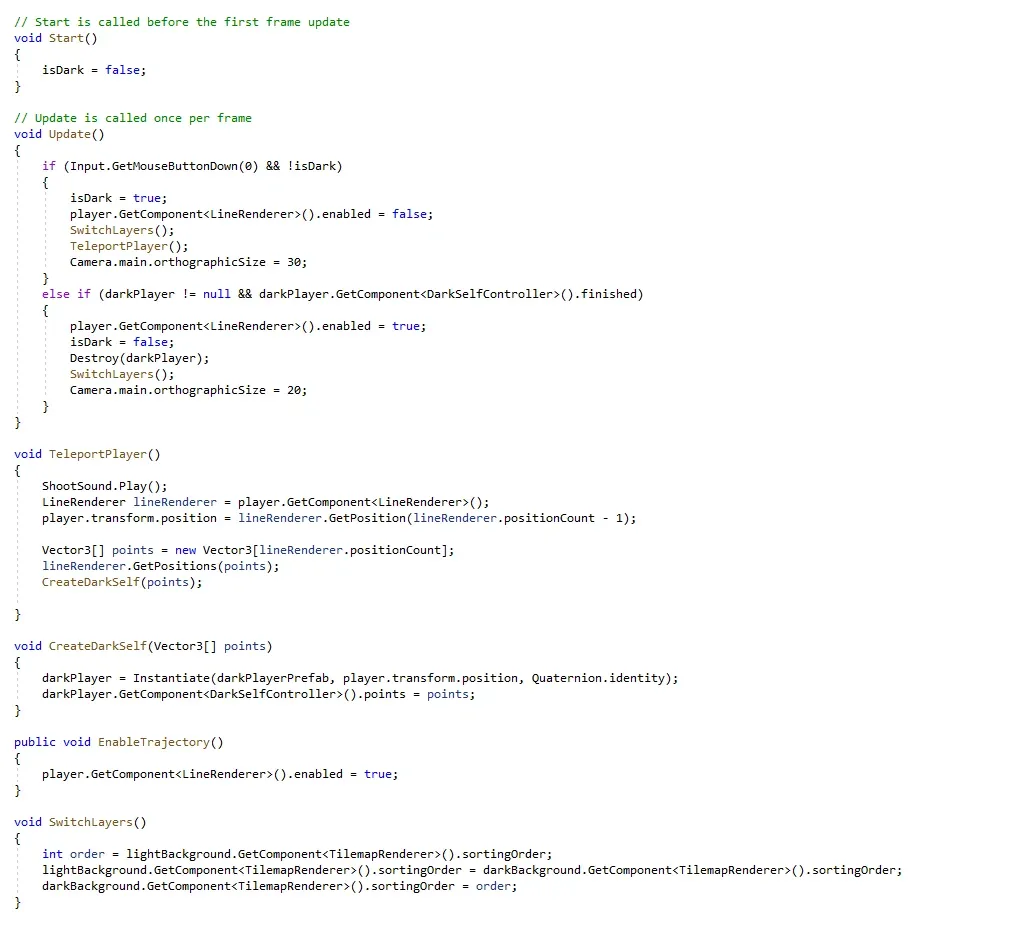 Teleport functionality code